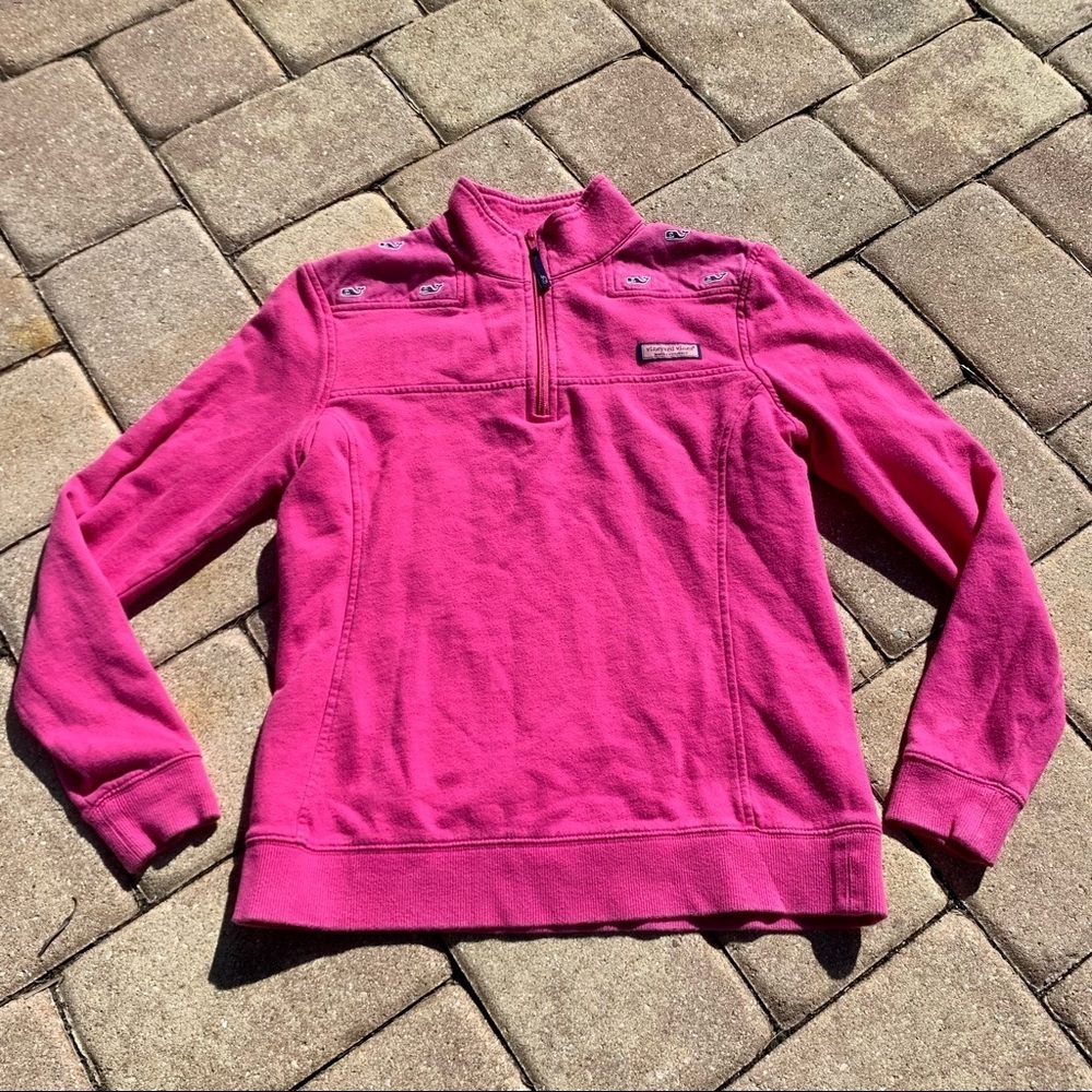 Vineyard vines womens quarter zip whale logo pink xs